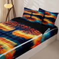 thumbnail image 3 of Homewish Boho Tree Of Life Zipper Twin Comforter Sets with Fitted Sheet and 2 Pillowcases,Aesthetic Starry Night Zipper Bedding Set,Black Reversible,4 Pieces, 3 of 7