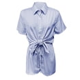 thumbnail image 6 of YLOMAY 2 Piece Sets for Women Summer Lapel Short Sleeved Button Shirt Mid Waisted Shorts Outfits Stripe Fashion Loose Fit Set Ladies Weekend Leisure Suit, 6 of 7