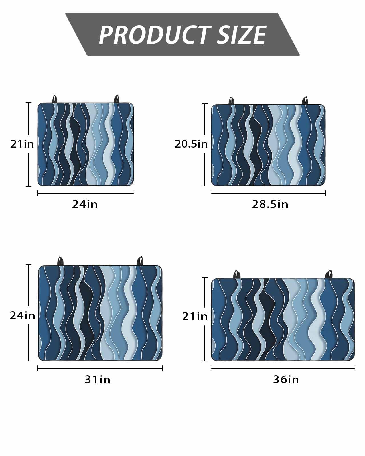 Stove Top Covers for Electric Stove, Abstract Blue Moire Glass Stovetop Cover Protector, Gradient Coastal Ocean Geometric Waves Induction Cooktop Protector Oven Mat for Kitchen Countertop 24"x21"