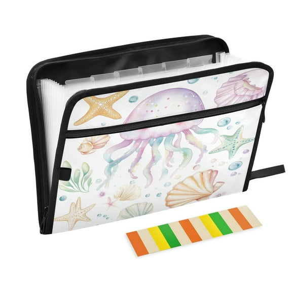 WOBOGO Jellyfish Shell Figure Expanding File Folder Letter Size Accordion Filing Organizer 13 Pocket Separate Organ Pocket