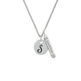 thumbnail image 2 of Delight Jewelry Silvertone Large Script Letter - S - 3/4'' Disc - Silvertone Guardian Angel Bar Charm Necklace, 23", 2 of 4