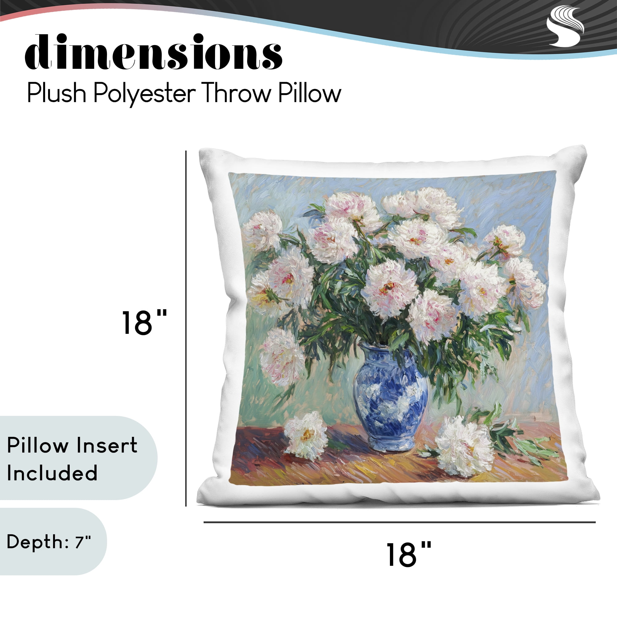 Stupell Industries Peonies in Blue Vase Decorative Printed Throw Pillow, design by Tina LeCour