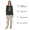 thumbnail image 2 of Jenny Matching Christmas Pajamas, Nutcracker Character Tree Print, Black Long Sleeve Shirt and White Wide-leg Bottoms, 2 of 8