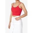 thumbnail image 3 of TheMogan Women's Solid Spaghetti Straps Ribbed Seamless Stretch Crop Cami Tank Top, 3 of 7