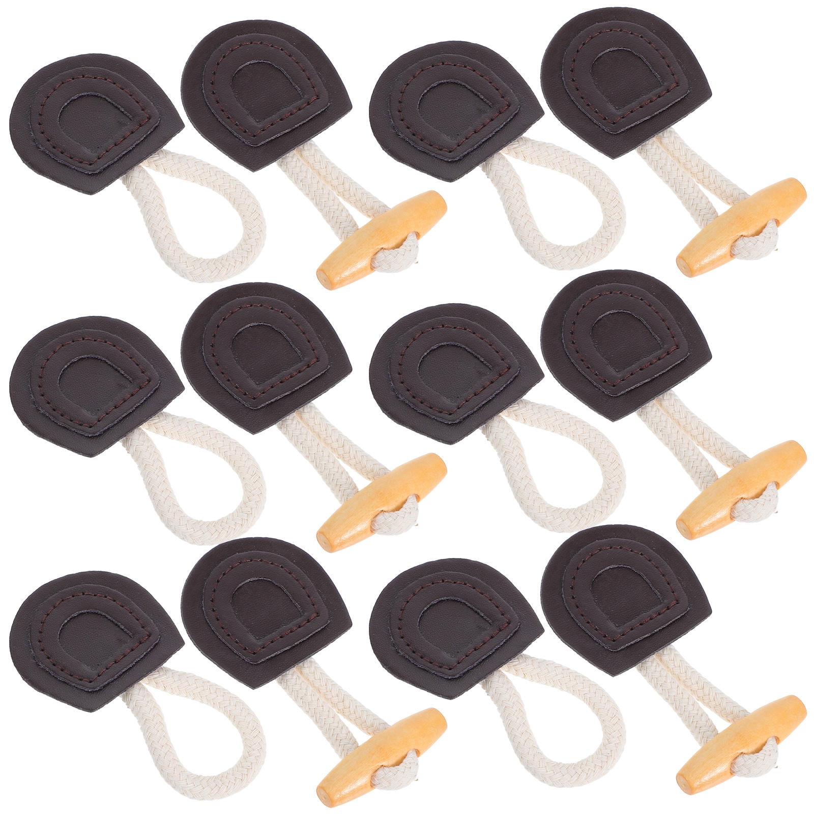 4X Hoorn Toggle Sluiting Knoppen Kleding PU Leer Naai Op Diy Voor Jas Grijs Wit, Grijs Wit