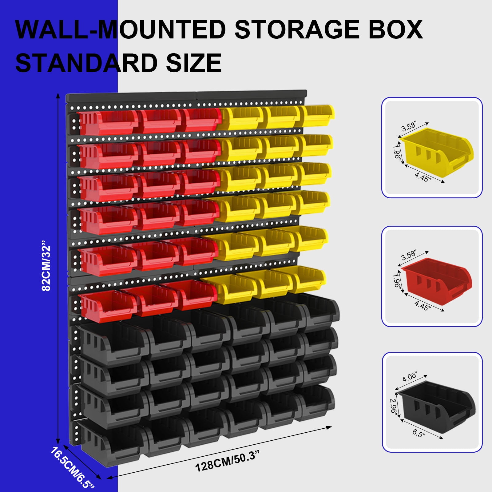 60-Bin Wall-Mounted Storage Bins - Heavy-Duty Garage Tool Organizer for Screws, Nuts, Bolts, Nails, Beads, and Small Hardware Parts