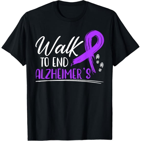 Walk To End Alzheimer's Disease Dementia I Wear Purple T-ShirtMen and women can wear, black T-shirts, gifts. Age: M,L,XL 2XL, 3XL, 1300XL