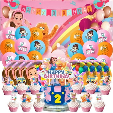 Ms Rachel Party Decorations Paper Plates Tableware Banner Backdrop Balloons Birthday Decor Cake Topper Fans