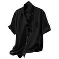 thumbnail image 3 of KTMKH Men's Cotton And Linen Solid Color Lapel Short Sleeved Casual Jacket, 3 of 7
