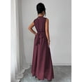 thumbnail image 2 of Maroon Womens Sleeveless High Neck Chiffon A-Line Maxi Dress With Criss-Cross Waist Tie, 2 of 8
