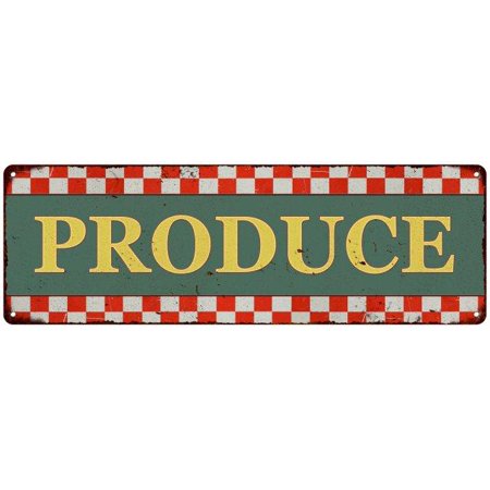 Old Style Metal - Produce Checkerboard Country Style Vintage Metal Sign 6x18 Old Advertising Man Cave Game Room M6180695