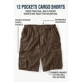 thumbnail image 2 of Boulder Creek By Kingsize Men's Big & Tall  12" Side-Elastic Stacked Cargo Pocket Shorts, 2 of 6