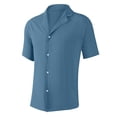 thumbnail image 3 of Bcfgryg Men's Linen Shirts Short Sleeve Casual Shirts Button Down Shirt for Men Beach Summer Wedding Shirt Blue, 3 of 4