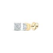 Macey Worldwide Jewelry 10k Yellow Gold Mens Diamond Stud Earrings 1/5 Ctw