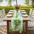 thumbnail image 4 of Table Runners 72 Inches Long Dress Scarves, St. Patrick's Day Farmhouse Kitchen Table Runner, Coffee Tablerunners, Spring Botanical Clovers Coin Green Check 18x72 Inch, 4 of 9