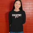 thumbnail image 4 of Country Girl Logo Women's Long Sleeve T-shirt Western Rodeo Style Southern Pride Cowgirl Rustic Feminine Farm Life Ranch, 4 of 7