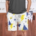 thumbnail image 7 of Men's Pajama Bottoms Athletic Shorts For Men Casual Cotton Yellow and Blue Triangles Dots, 7 of 7