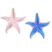 2Pcs Crystal Starfish Decor Glass Table Paperweight Statue，Home Figures Wedding Romantic Room Ornaments Decor，Pink&Blue