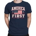 thumbnail image 2 of Smartprints America First Usa Flag Stars Men's T-Shirt Navy, Cotton, S, 2 of 4