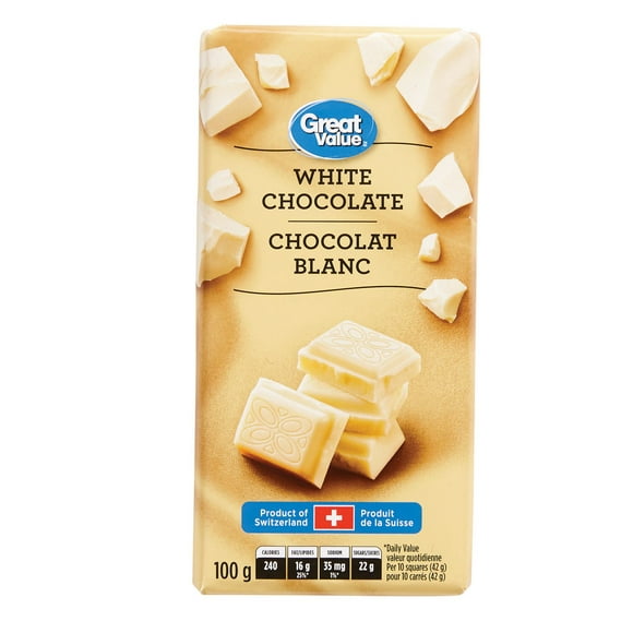 Chocolat blanc Great Value 100 g