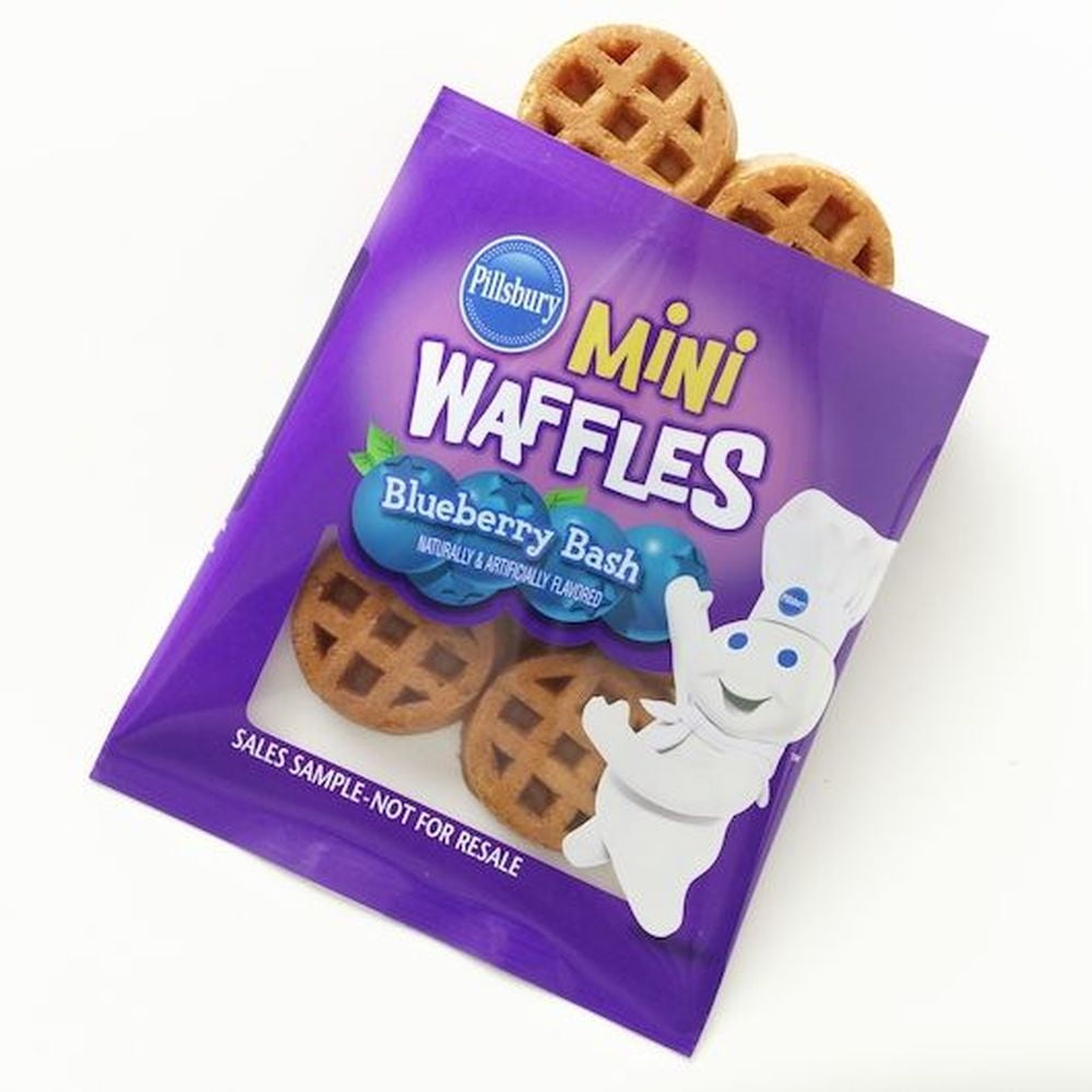 Pillsbury Blueberry Bash Mini Waffles, 2.47 Ounce -- 72 per case.