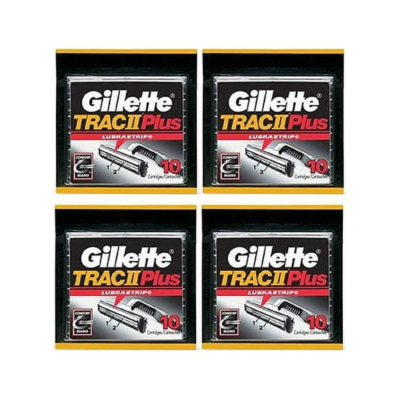 Gillette Trac II Plus Refill Razor Blades 10 ct. (Pack of 4)