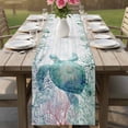 thumbnail image 4 of Teal Sea Turtle Table Runner 70 Inches, Summer Coastal Coral Ocean Grey Wooden Bed Runner Dresser Scarves Tabletop for Indoor Outdoor Parties/Ceremony/Banquet, 13" x 70", 4 of 9