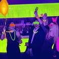 thumbnail image 2 of Glow in The Dark Party Supplies, 4 Pack Foil Fringe Garland Birthday Party Decorations 9.8 ft Fluorescent Macaron Yellow Metallic Tinsel Streamers Banner, Glitter Photo Booth Prop Table Skir, 2 of 5