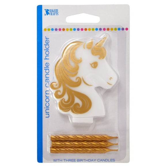Gold Unicorn Holder & 3 Candles by Bakery Crafts