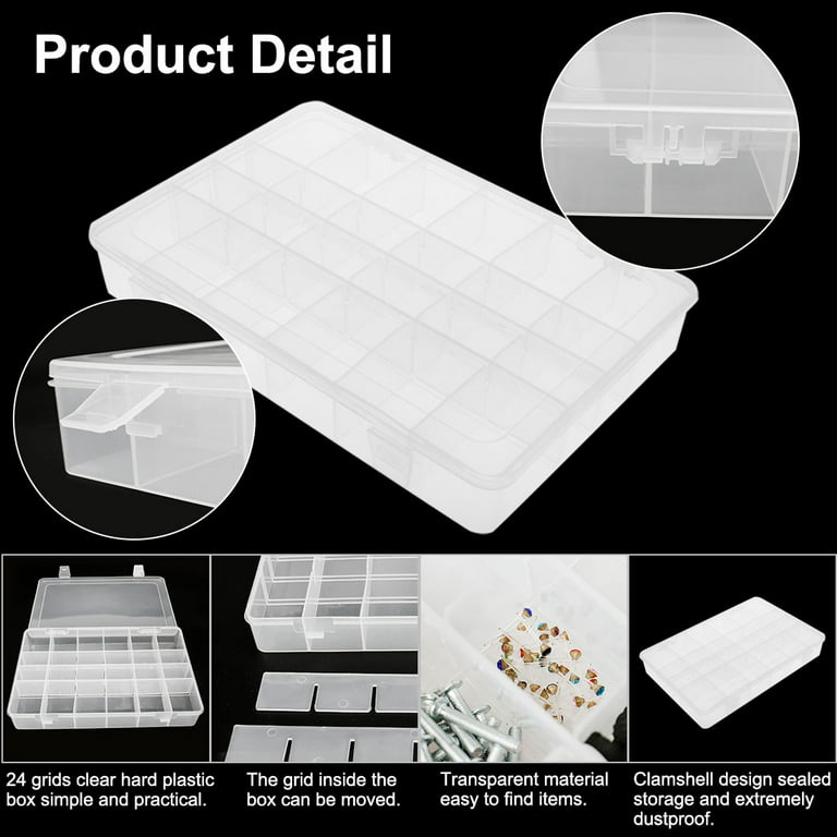 Plastic Grid Storage Box 6 Grids Clear Storage Transparent Container  Compartment Box with Stable Dividers 