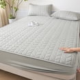 thumbnail image 1 of Waterproof Quilted Mattress Cover Bed Protector, Ice Silk Style Topper, Breathable Nylon Spandex, Blue/Light Blue, 150x200 cm, 1 Pack, 1 of 6