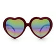 thumbnail image 5 of Womens Lolita Rainbow Mirror Lens Thick Plastic Heart Shape Sunglasses Red, 5 of 8