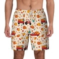 thumbnail image 3 of Uemuo Pumpkins On Red Car And Tractor Pattern Mens Swim Trunks Quick Dry Board Shorts with Mesh Lining, Stretch Beach Shorts Quick Dry No-Chafing Board Shorts-X-Large, 3 of 9