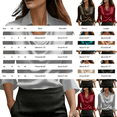 thumbnail image 3 of Womens Long Sleeve Yops 3/4 Sleeve Cowl Neck Satin Elegant Work Blouse Tops Summer Tops, 3 of 6
