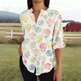 thumbnail image 2 of QASIEATN Summer Lightweight Blouses 3/4 Long Sleeve Shirts for Women V Neck Casual Fit Work Tops, 2 of 4