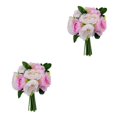 thumbnail image 4 of Inteprter Ramo de simulación de flor de peonía artificial de 10 cabezas, decoración para el hogar, fiesta de boda, flor falsa blanco morado 2piezas Inteprter CBP016099, 4 of 6