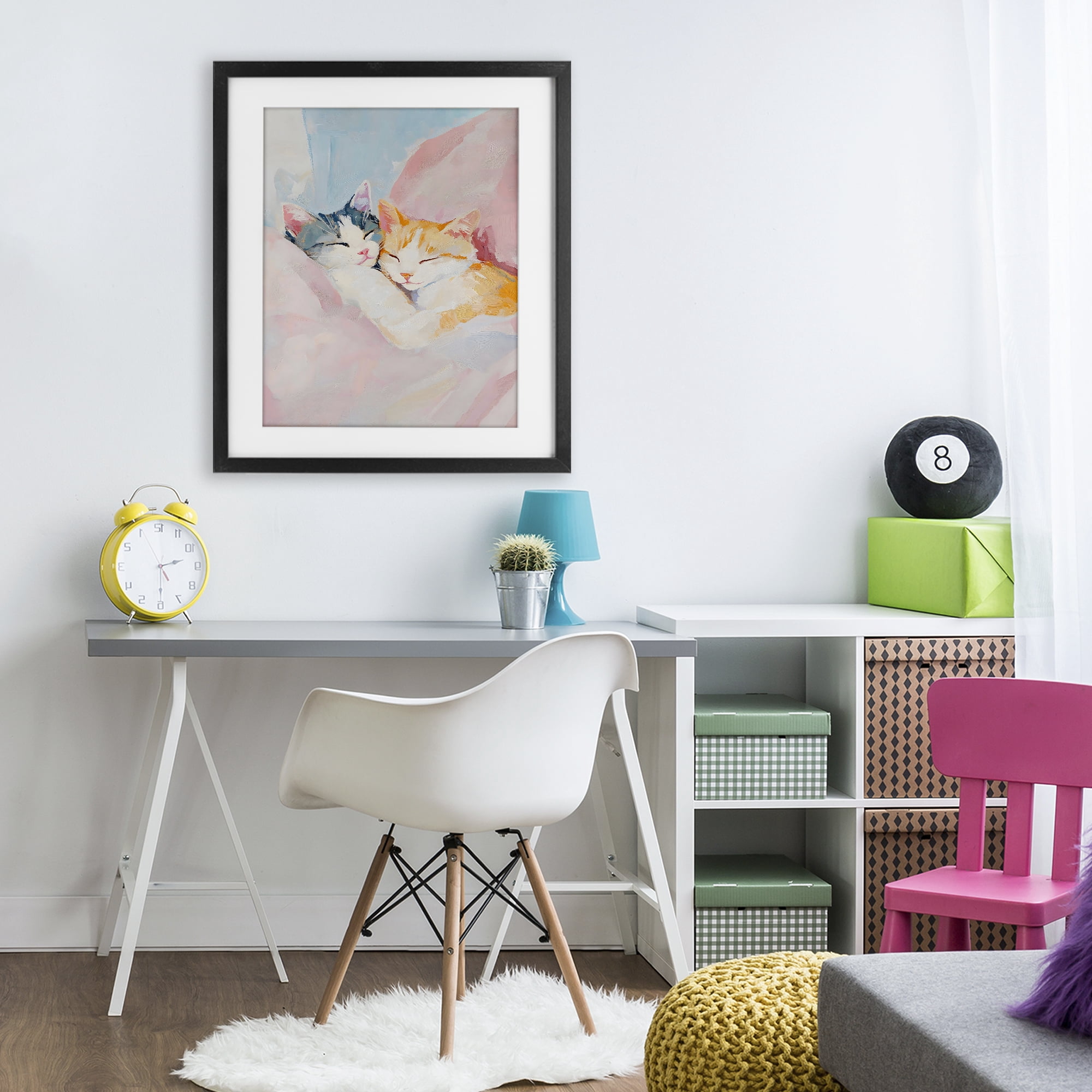 Stupell Industries Sleeping Kittens Embrace Black Framed Print Under Glass, design by The Prints Vibe