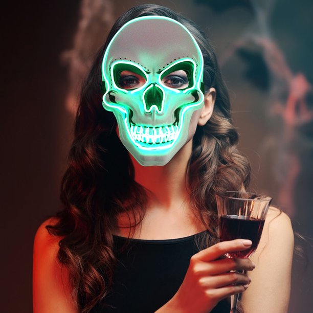 Lámpara Máscara de calavera brillante para fiesta nueva Máscara de Halloween Horror Ehuebsd fantasma muerte esqueleto cubierta de cara LED Cosplay aterrador máscaras de Mascarada iluminadas
