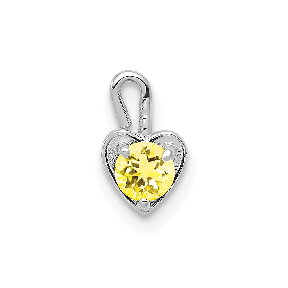 Solid 14k White Gold November Synthetic Simulated Birthstone Heart Pendant Charm Solid 14k White Gold November Synthetic Simulated Birthstone Heart Pendant Charm