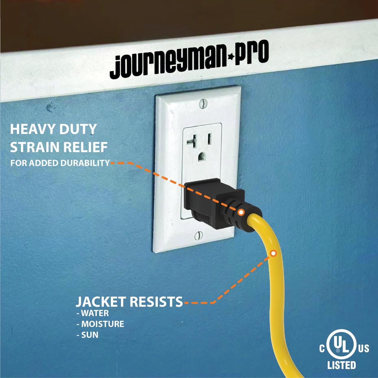 Journeyman-Pro 10 ft Yellow 3 Outlet Heavy Duty Extension Cord