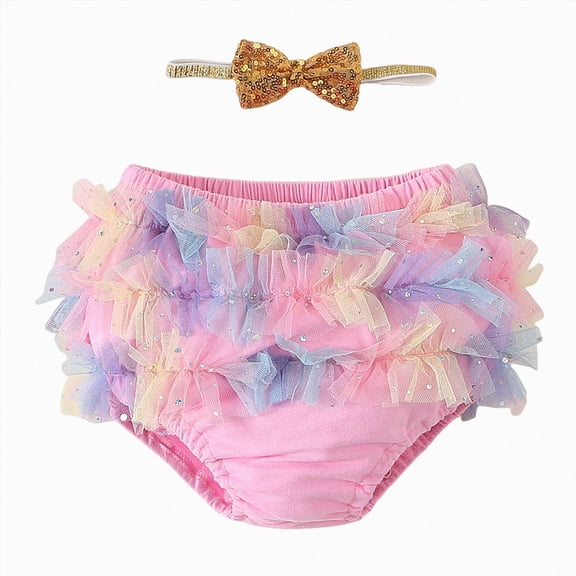Splozh Bloomers for Toddler Girls Baby Ruffle Cotton Muslin Covers for Girls Baby Newborn Girls Skirt Shorts,Light Pink,0-24 Months
