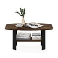 thumbnail image 4 of Furinno SIMPLE Coffee Table, 2-Tier Small Coffee Table wih Open Shelf, Side Table, Tabletop with Soft Edges, for Living Room, Home Office, Amber Oak, 4 of 5
