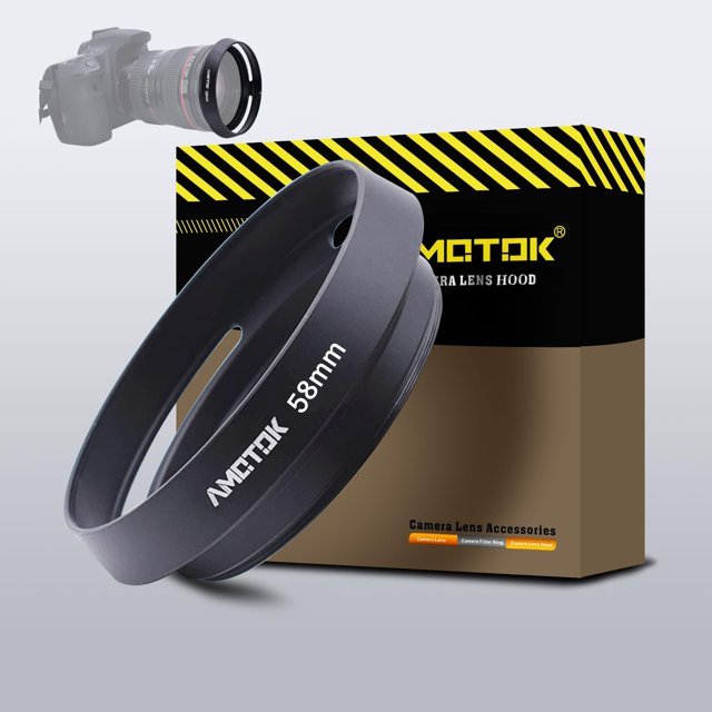 Parasol para lente de cámara AMOTOK de 58 mm compatible con lentes de Ø58 mm