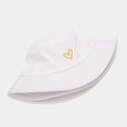 thumbnail image 7 of Summer Hats for Women Unisex Heart Embroidered Cotton Bucket Hat Outdoor Sun Fishing White M, 7 of 7