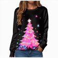 thumbnail image 4 of Towmus Women Christmas Sweatshirts Casual Long Sleeve Crewneck Lightweight Pullover Tops Xmas Tree Graphic Sweatshirt, 4 of 6