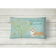 thumbnail image 2 of Welcome Friends Pembroke Welsh Corgi Red Canvas Fabric Decorative Pillow, 2 of 3