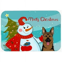 Caroline's Treasures Snowman with German Shepherd Glass Cutting Board Large