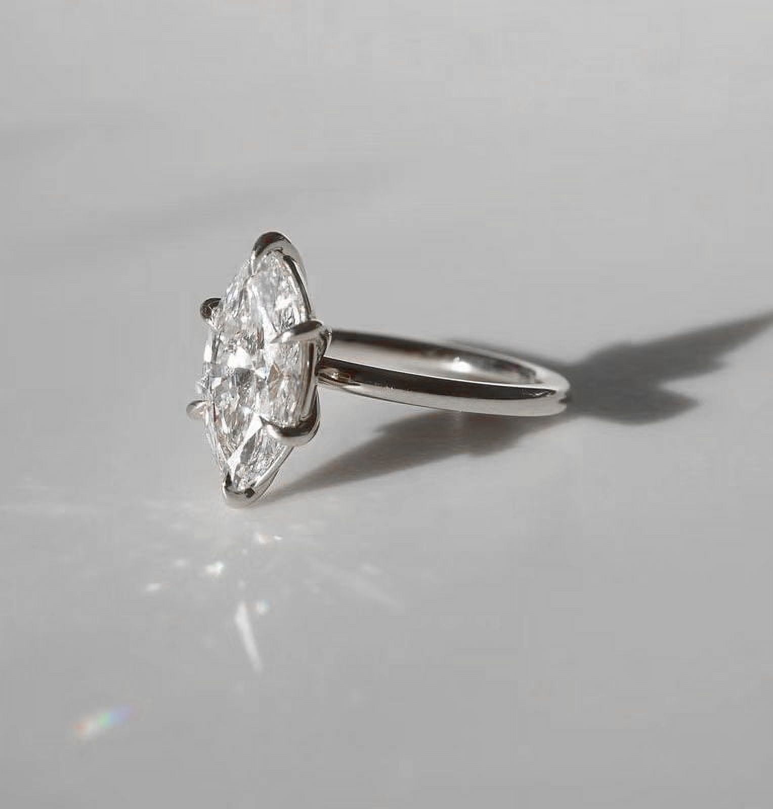 solitaire jewels 2.5CT Marquise Moissanite Solitaire Engagement Ring For Women, 14K White Gold