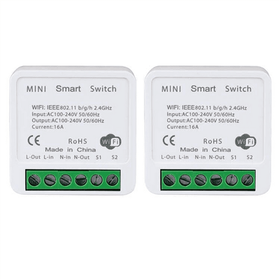 2PCS WiFi Smart Switch Light Switch, APP Remote Control, Voice Control, DIY Mode, Timer Function, LAN Control, 2 Way 16A