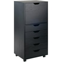 Pemberly Row 5-Drawer Tall Door Contemporary Wood Storage Cabinet in Black